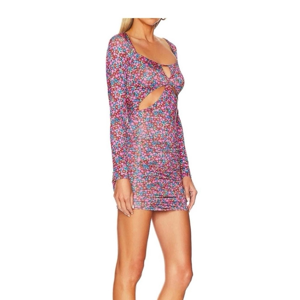 AFRM Colorful Floral Cut-Out Mini Dress